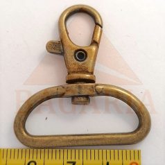   Karabiner  egyenes 30 MM  x 42 mm , oldalhúzós , sárga antik