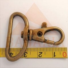  Karabiner  egyenes 30 MM  x 42 mm , oldalhúzós , sárga antik