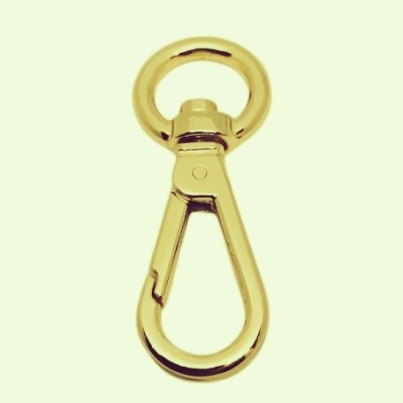 Karabiner 12 MM x 50 , kerek végű  , arany 