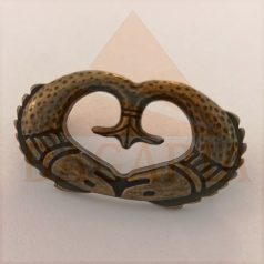   Disz , vasalapú , sárga antik ,  32,6 mm x 17,5 mm x 3,8 mm ,  lábhossz 9 mm