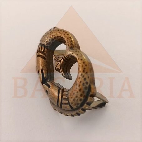 Disz , vasalapú , sárga antik ,  32,6 mm x 17,5 mm x 3,8 mm ,  lábhossz 9 mm