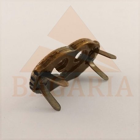 Disz , vasalapú , sárga antik ,  32,6 mm x 17,5 mm x 3,8 mm ,  lábhossz 9 mm