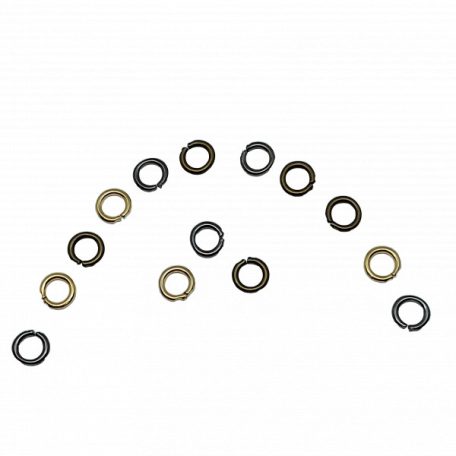 5 MM x 1,5 mm  drótkarika , nyitható , arany,-antik,-fekete szinekben