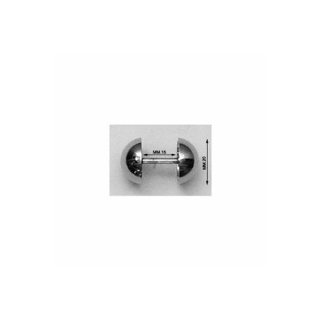 Menetes dupla félgömb 20mm/15x2,5mm stifttel, nikkel