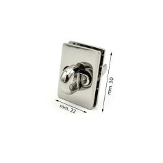 Elfordítós táskazár 30 mm x 22 mm , zamak , nikkel