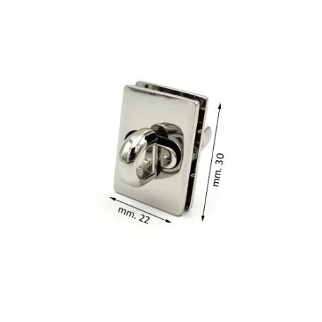 Elfordítós táskazár 30 mm x 22 mm , zamak , nikkel
