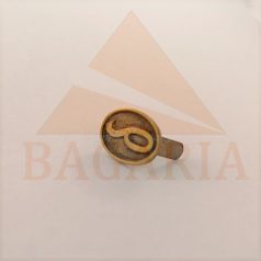   Disz , vasalapú , sárga antik ,  12 mm x 8,5 mm x 1,8 mm ,  lábhossz 8 mm