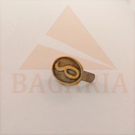 Disz , vasalapú , sárga antik ,  12 mm x 8,5 mm x 1,8 mm ,  lábhossz 8 mm