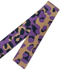   Sima fényes 50 mm x 3 mm  szövött  statén heveder , lila-aranybézs-fekete ocelot mintás
