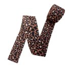 Sima fényes 50 mm x 3 mm  szövött szatén heveder , barna-bézs-fekete ocelot mintás