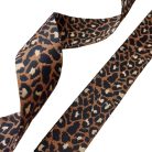Sima fényes 50 mm x 3 mm  szövött szatén heveder , barna-bézs-fekete ocelot mintás