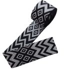 Sima fényes 50 mm x 3 mm  szövött szatén heveder , fekete-fehér rombusz mintás