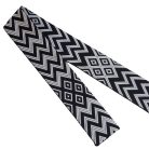 Sima fényes 50 mm x 3 mm  szövött szatén heveder , fekete-fehér rombusz mintás