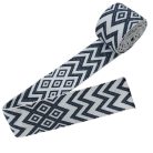 Sima fényes 50 mm x 3 mm  szövött szatén heveder , sötétkék-fehér rombusz mintás