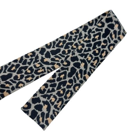 Matt 50 mm x 3 mm szövött heveder , homok-fekete-barack színű ocelot mintás