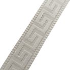 Matt dombor mintájú 50 mm x 3 mm  szövött szatén heveder, világos fehérhomok színű görög mintás