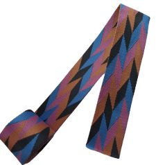   Matt 50 mm x 3 mm szövött heveder , pasztel kék/rózsa/világos barna/fekete rombusz mintás