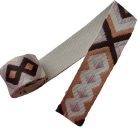 Matt puha 50 mm x 3 mm szövött heveder ,homok/világos,sötétbarna/mályva rombusz mintás