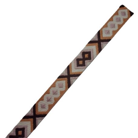 Matt puha 50 mm x 3 mm szövött heveder ,homok/világos,sötétbarna/mályva rombusz mintás