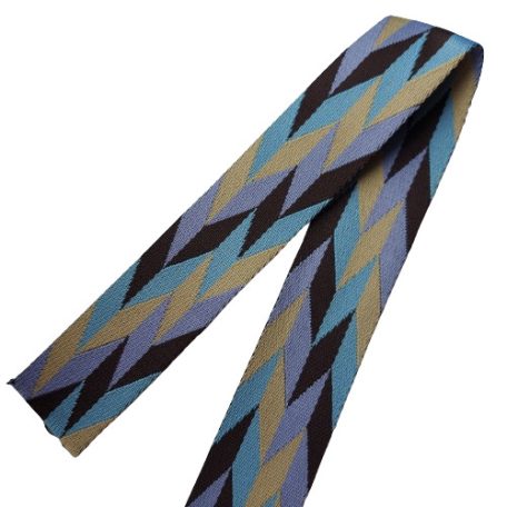 Matt 50 mm x 3 mm szövött heveder ,pasztel lila/sárga/ébenfekete/türkiz zöld rombusz4 mintás