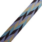 Matt 50 mm x 3 mm szövött heveder ,pasztel lila/sárga/ébenfekete/türkiz zöld rombusz4 mintás