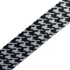 Matt 50 mm x 3 mm szövött heveder ,fekete-fehér tyúkláb mintás