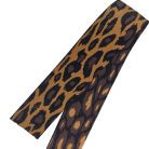 Sima fényes 50 mm x 3 mm  szövött szatén heveder , világos barna-fekete ocelot mintás