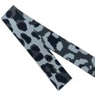 Sima fényes 40 mm x 3 mm  kétoldalas ,szövött szatén heveder,grafit szürke-fekete-ezüst ocelot mintás
