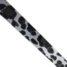 Sima fényes 40 mm x 3 mm  kétoldalas ,szövött szatén heveder,grafit szürke-fekete-ezüst ocelot mintás