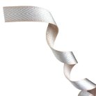 Sima fényes 40 mm x 3 mm szövött szatén heveder , bézs-ezüst halszálka mintás