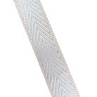 Sima fényes 40 mm x 3 mm szövött szatén heveder , bézs-ezüst halszálka mintás