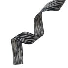 Sima fényes 40 mm x 3 mm  kétoldalas ,szövött szatén heveder , homok-fekete faerezet mintás
