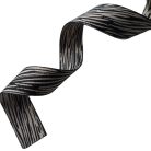 Sima fényes 40 mm x 3 mm  kétoldalas ,szövött szatén heveder , homok-fekete faerezet mintás