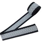 Matt puha 50 mm x 3 mm  szövött szatén heveder , ezüstszürke-fehér-fekete halszálka mintás