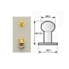 Pisztolygomb  5 mm , rézalapú arany 