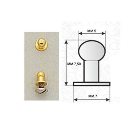 Pisztolygomb  5 mm , rézalapú arany 