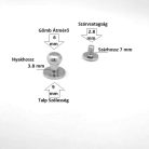 Pisztolygomb 6 mm , nikkel