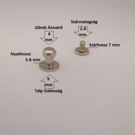 Pisztolygomb 6 mm , nikkel
