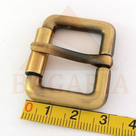 25 MM zamak pergős csat , selyem sárga antik