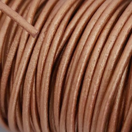 Bőr füző folyóméterben  , gömbölyű , rose gold metal